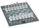 Embassy Chess Set Glass Chess Board playing pieces - Clear and frosted Glass finishes one color one position imprint on the chess board