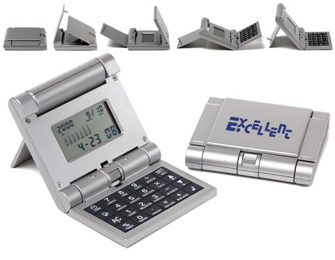 World Clock Double Flipper Desk / Pocket Calendar calculator with Your Custom Logo Printed