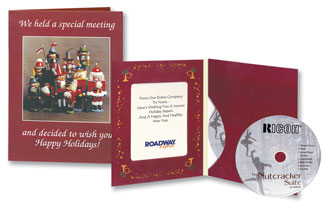 Nut Craker Holiday Double Play Musical Greeting Card and CD custom Printed with Your Logo